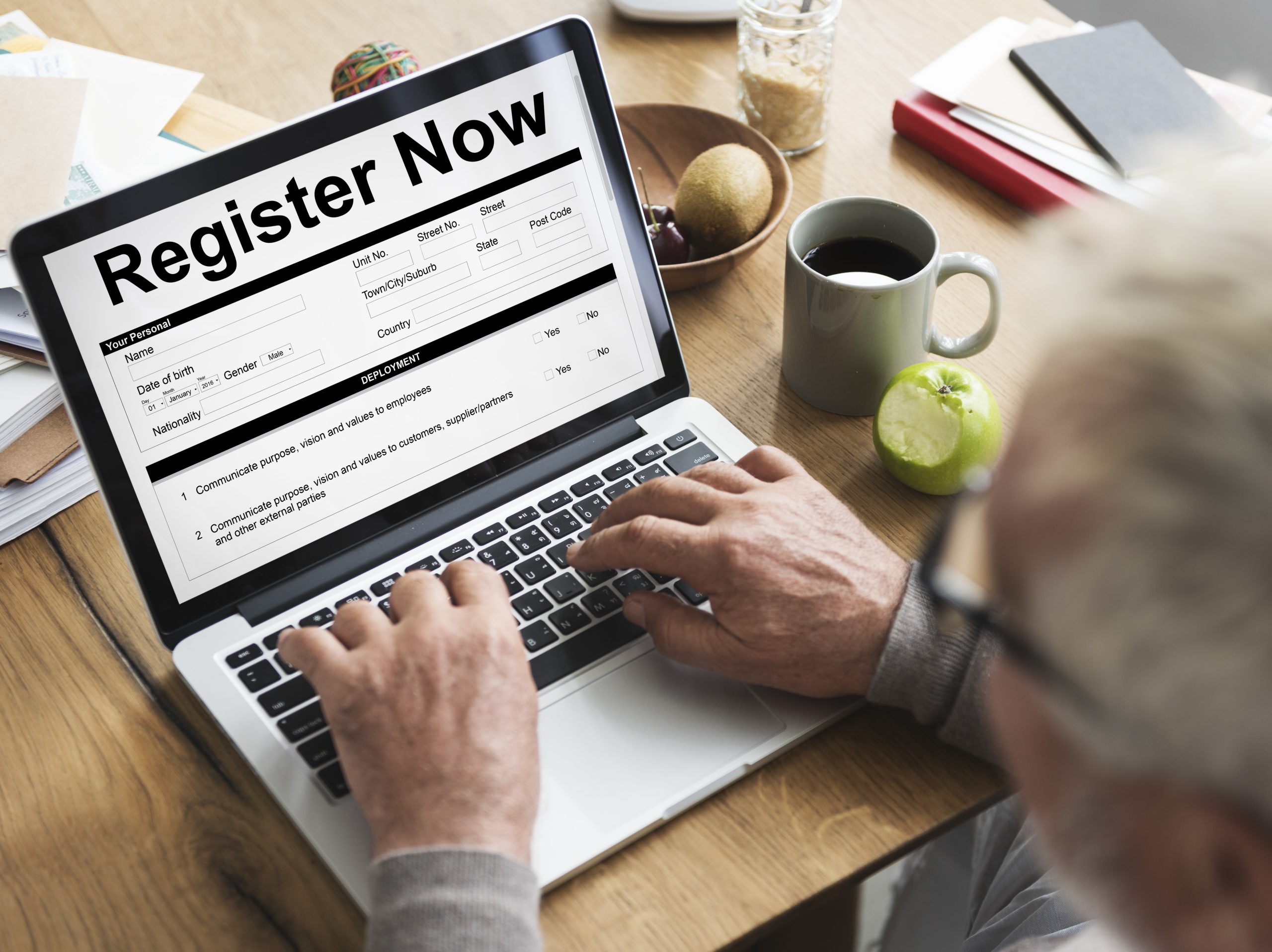 register now document filling form concept scaled